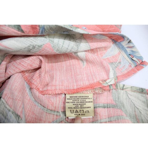 Jamaica Jaxx Tropical Silk Shirt Men's M Gray Pink Button Down Casual Fit Casual - Picture 9 of 11